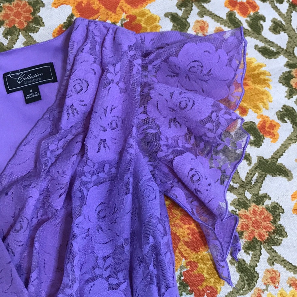 Dressbarn Lilac Lace Bodice Dress Size 4 - Picture 4 of 14